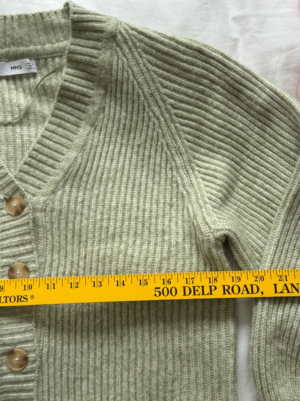 Mango Soft Sage Green Ribbed Button Cardigan - Picture 4 of 9